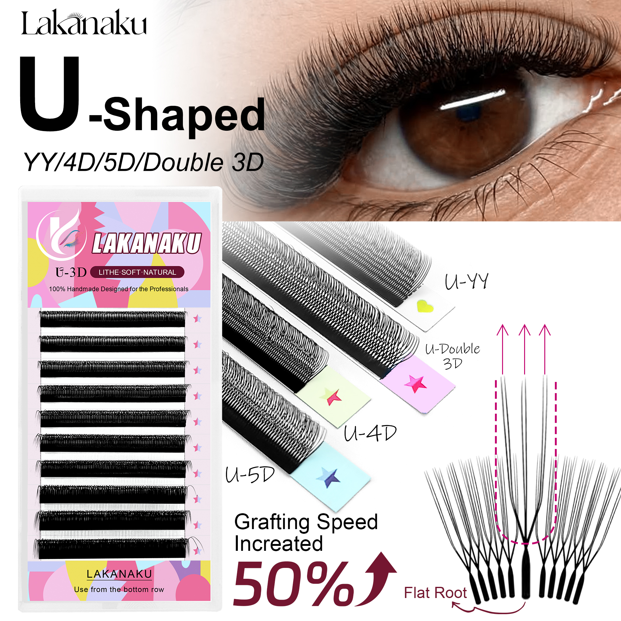 Eyelash Extension Volume Styles - LAKANAKU U Style YY 4D 5D