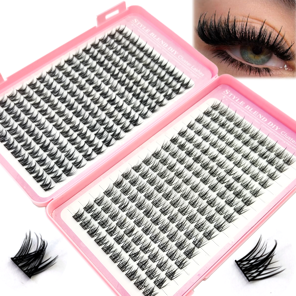 Eyelash Extension Anime Style - Sharp eyelash clusters, dispersed comic style
