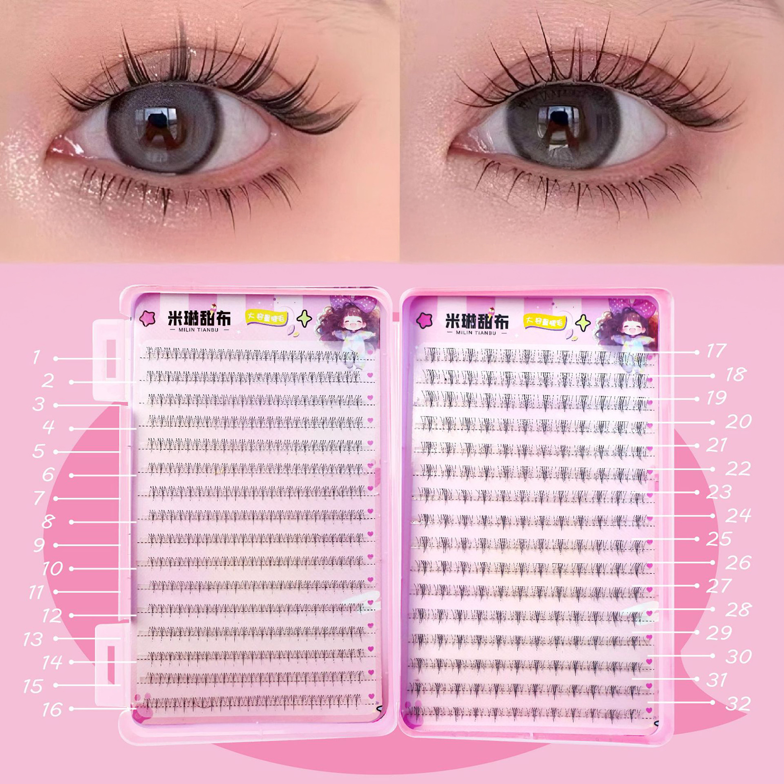 32 Rows Korean Style Fluffy Fa - đánh giá và giá Eyelash Extension Anime Style