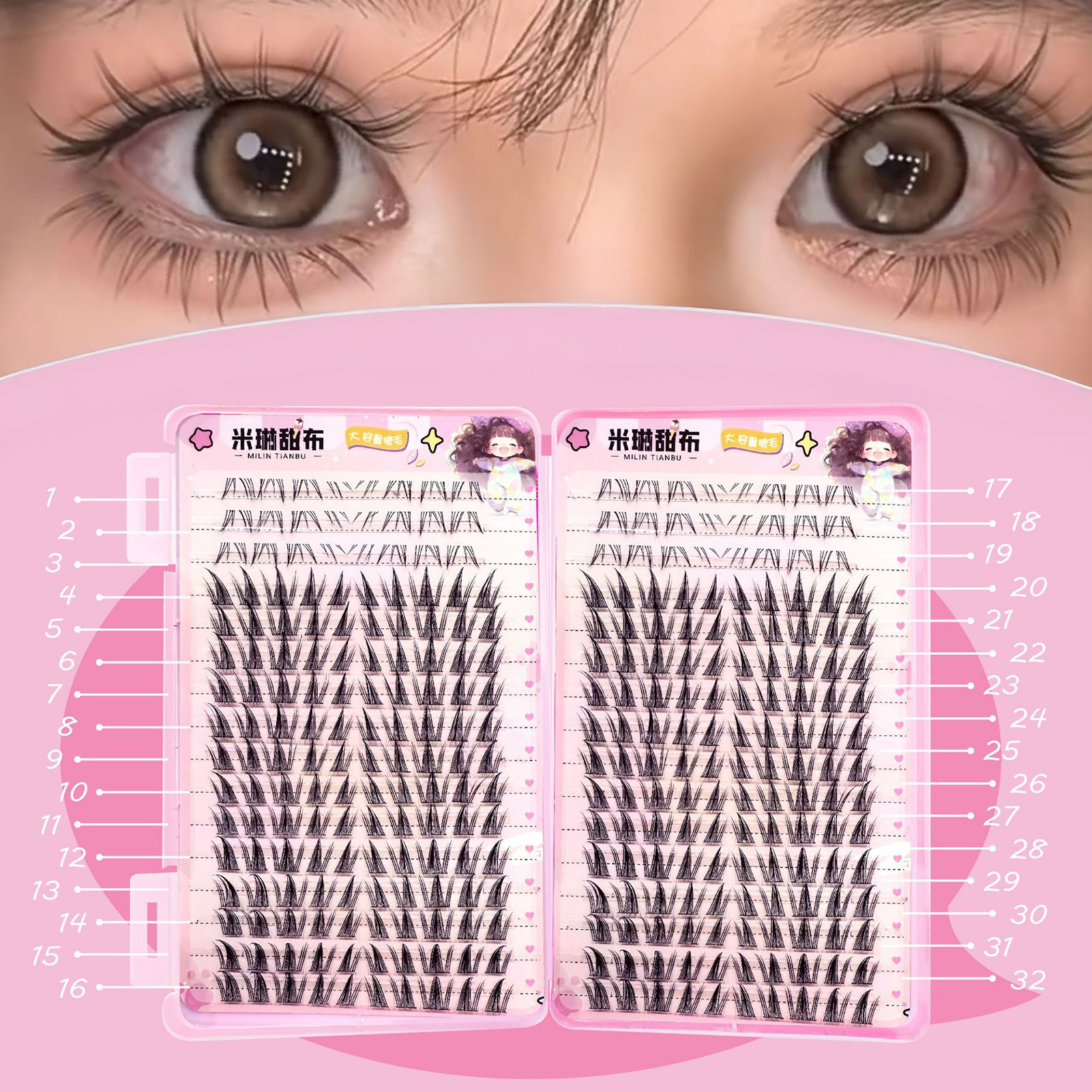 32 Rows Korean Style Fluffy Fa - đánh giá và giá Eyelash Extension Anime Style