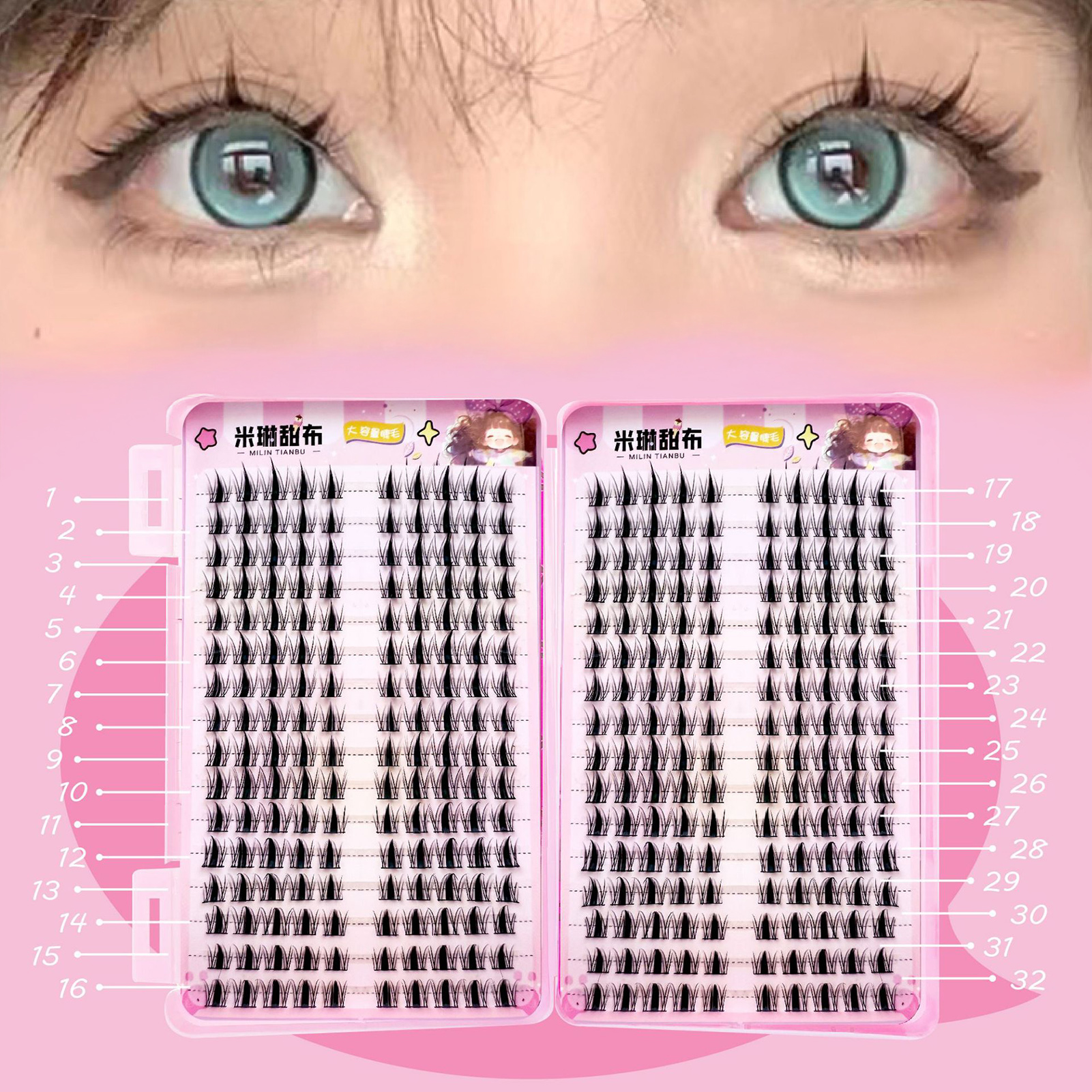 32 Rows Korean Style Fluffy Fa - đánh giá và giá Eyelash Extension Anime Style