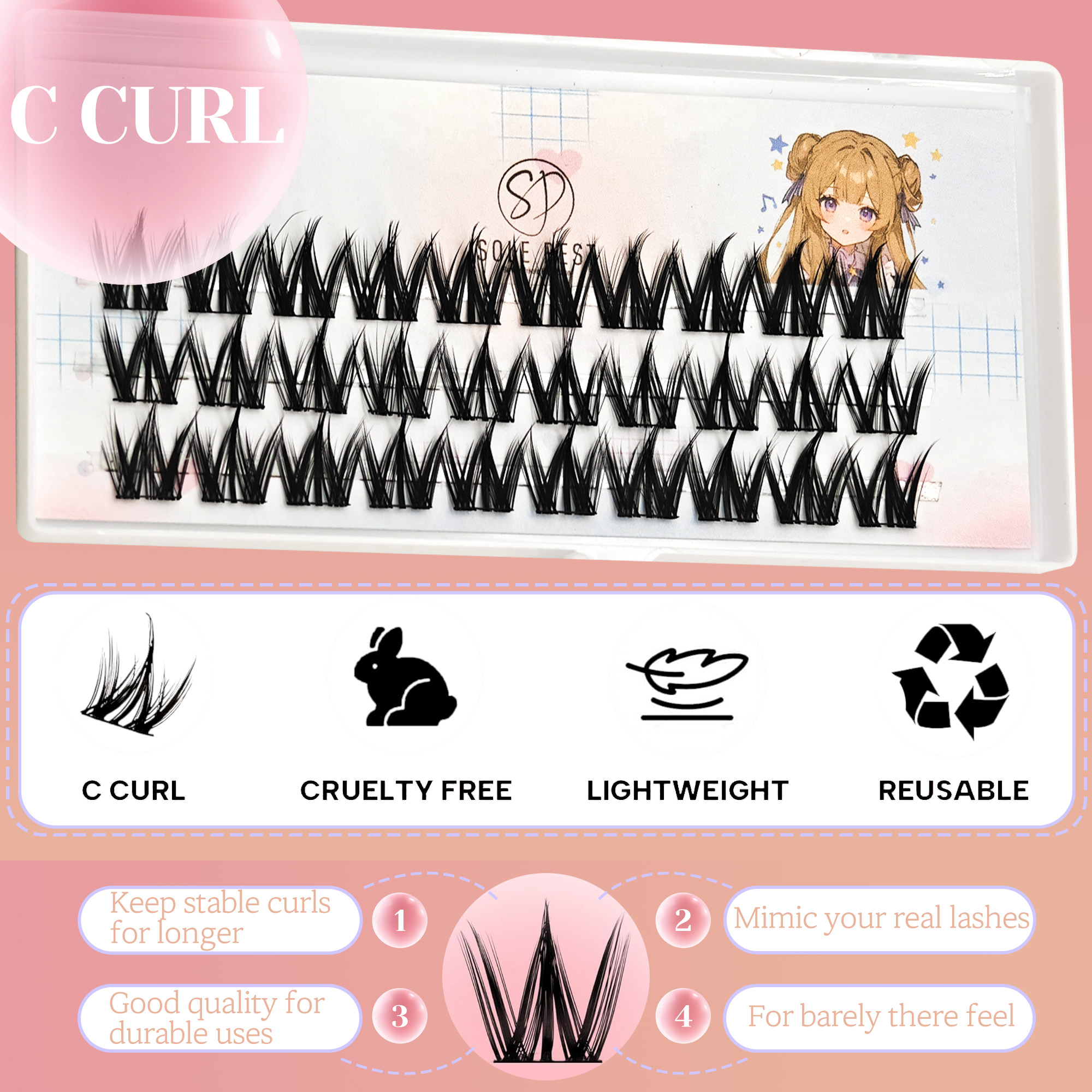 30 clusters of anime-style las - đánh giá và giá Eyelash Extension Anime Style